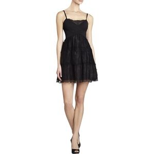 BCBG MaxAzaria Black Josanna Lace Tiered Pointe Bodice Womens Size Small